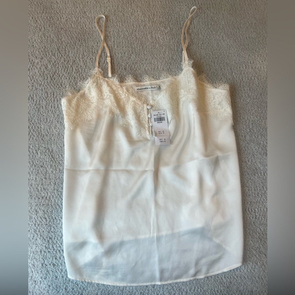 Abercrombie white silk lace tank top